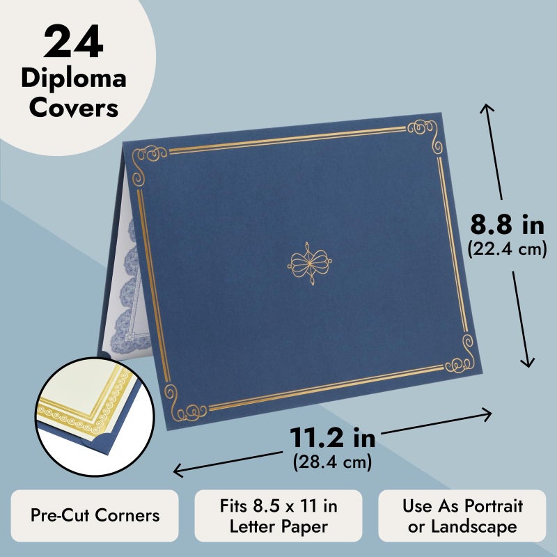BLUE PANDA Certificate Holders - 24-Pack - Navy Blue Letter Size Award Folders - Certificate Covers for Diploma, Employee Appreciation, Recognition & Presentations - Image 3